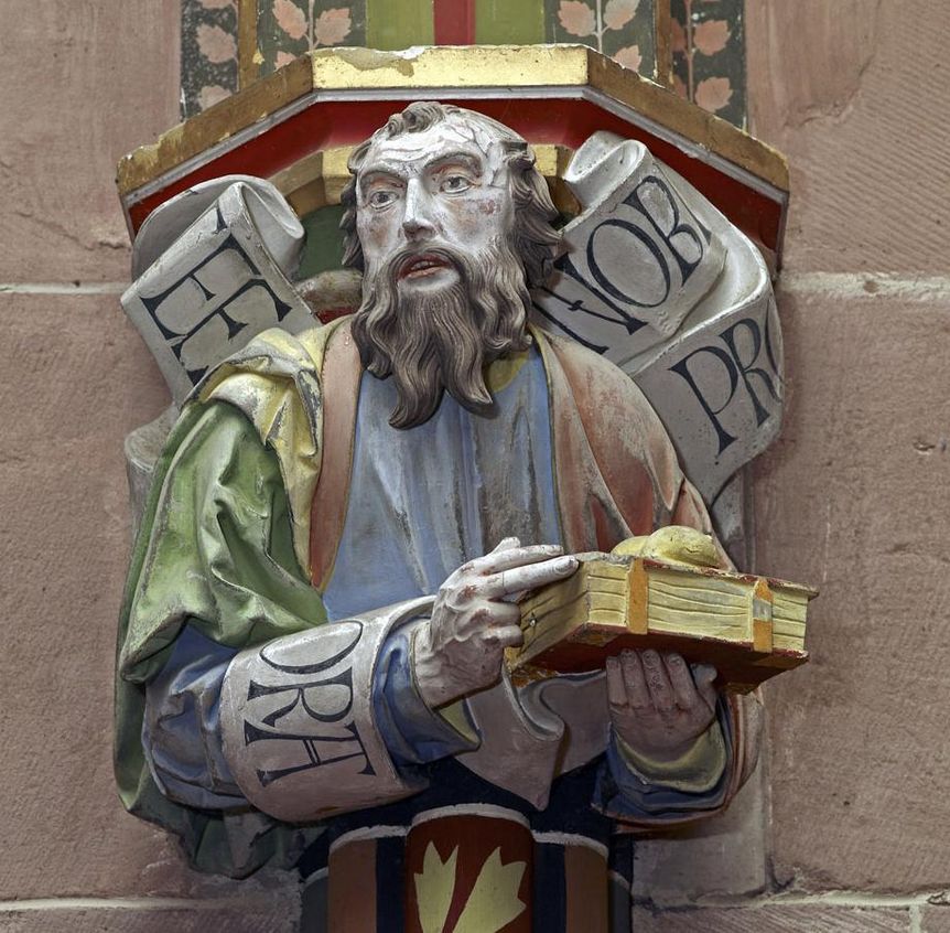 photo: Staatliche Schlösser und Gärten Baden-Württemberg, Andrea Rachele Apostle on a capital in the Chapel of St. Mary at Hirsau Monastery