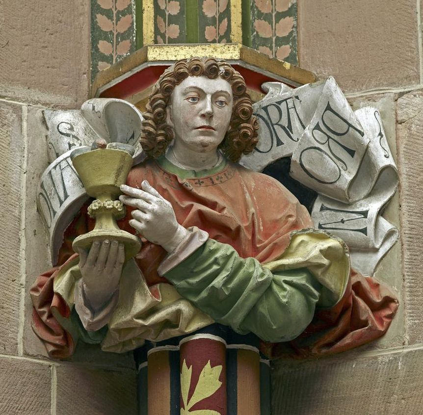 photo: Staatliche Schlösser und Gärten Baden-Württemberg, Andrea Rachele Apostle on a capital in the Chapel of St. Mary at Hirsau Monastery